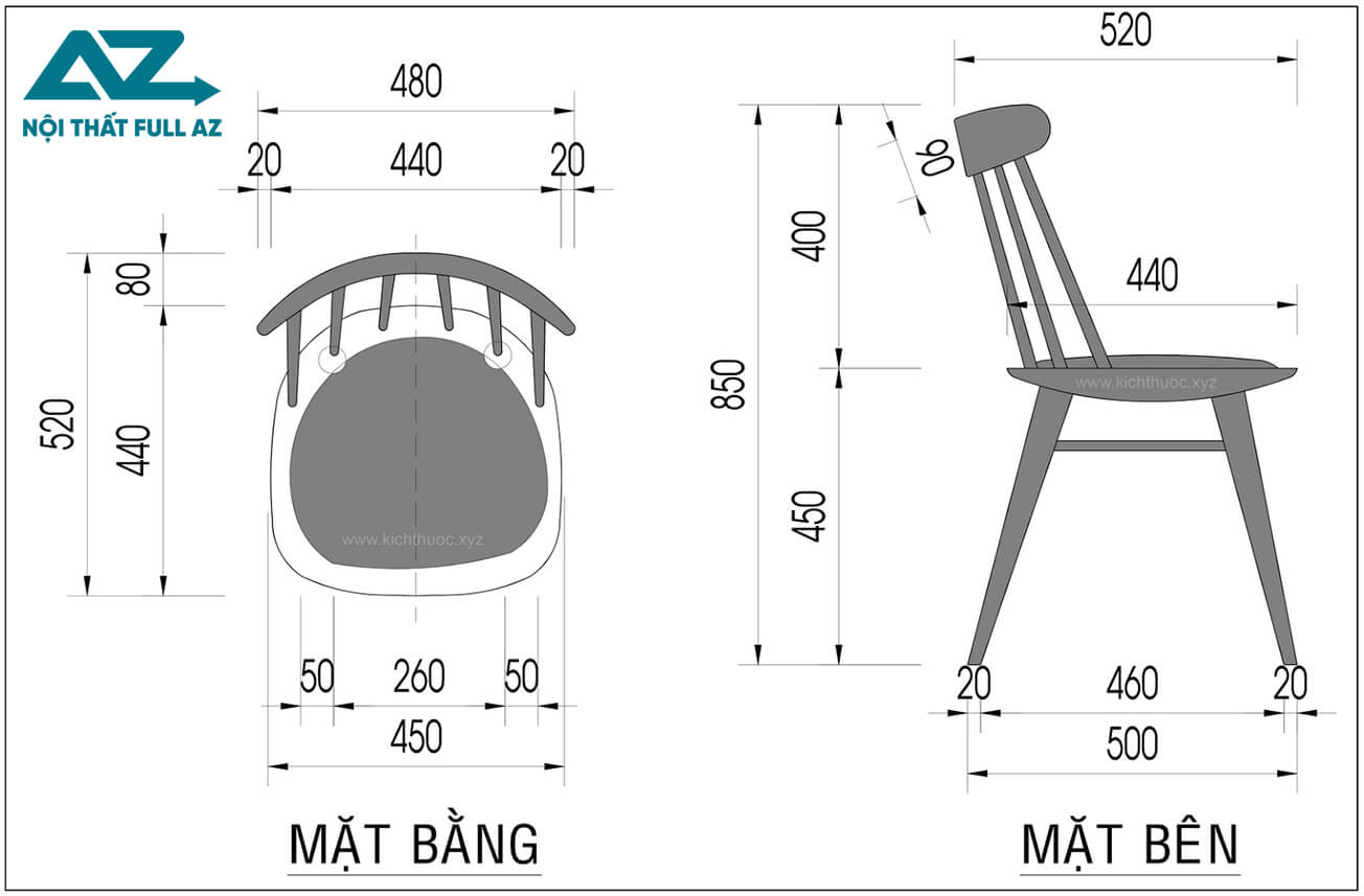 Kích thước ghế ngồi tiêu chuẩn cho bàn ăn 6 người