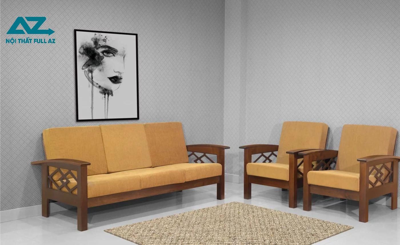 Mẫu bàn ghế gỗ phòng khách nhỏ sofa trẻ trung, năng động