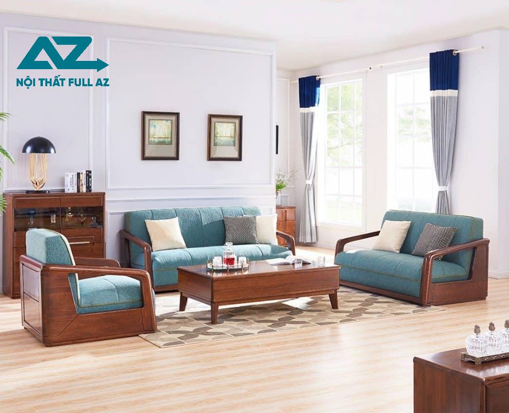 Mẫu bàn ghế gỗ sofa tone màu trung tính thời thượng